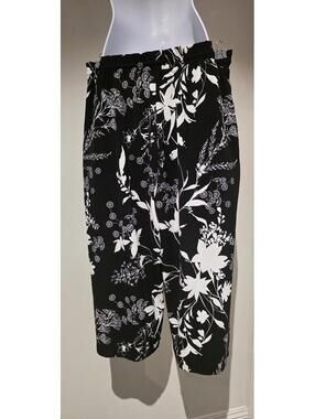 Anyhold - Wide Leg Pants Floral Print Black Women's XL